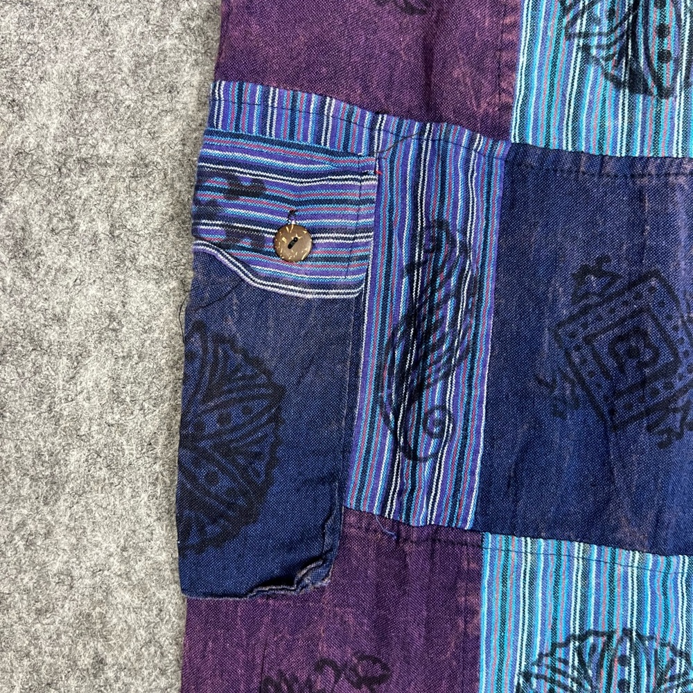 Boho Patchwork Drawstring Pants In Teal And Purpl… - image 5